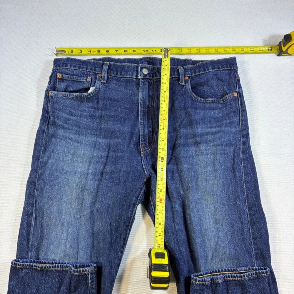 Levis Premium 505 Regular Fit Blue Jeans Mens 40x30 Dark Wash Straight Leg Denim